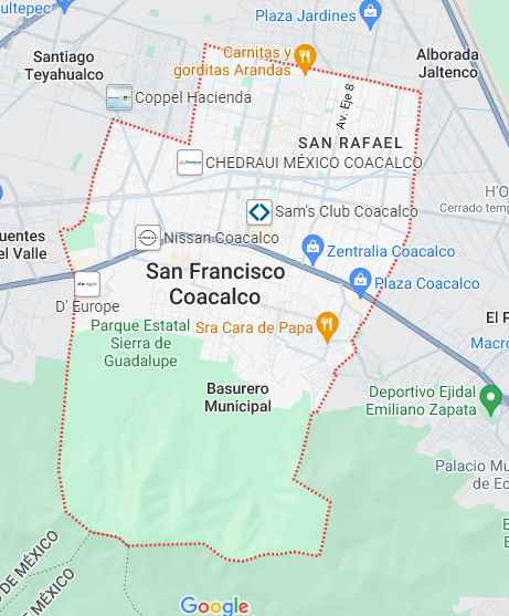 mapa cobertura lavado de cisternas y tinacos en Coacalco