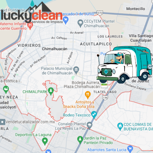 mapa de cobertura de lavado de cisternas y tinacos en Chimalhuacán