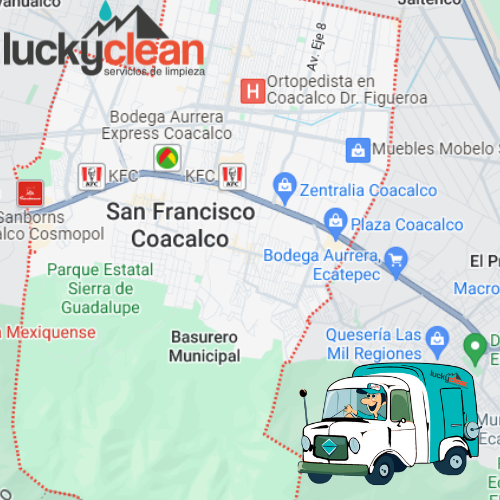 mapa de cobertura de cisternas y tinacos en Coacalco