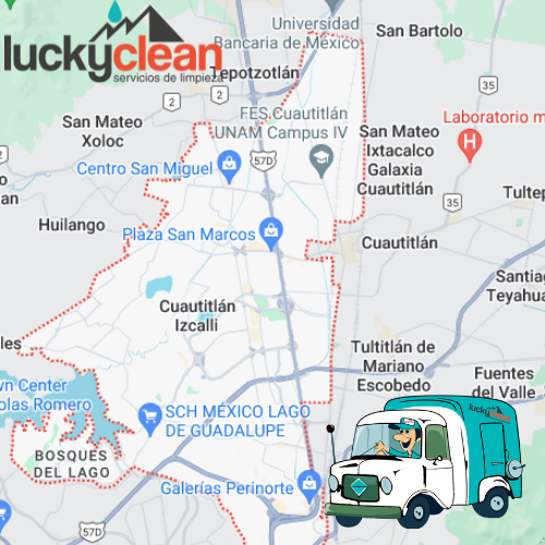 mapa e cobertura de lavado de cisternas y tinacos en Cuautitlán Izcalli 