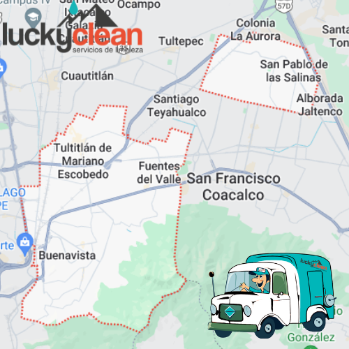 mapa de cobertura servicio de lavado de cisternas y tinacos en Tultitlán