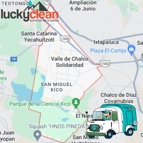 mapa de cobertura servicio de lavado de cisternas y tinacos en Valle de Chalco