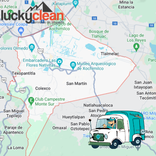 mapa de cobertura servicio de lavado de cisternas y tinacos en Xochimilco