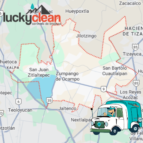 mapa de cobertura servicio de lavado de cisternas y tinacos en Zumpango