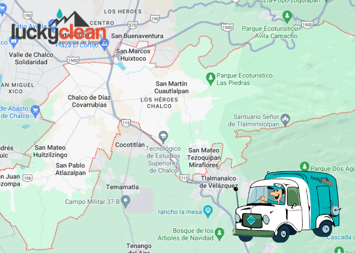 mapa de cobertura de lavado de cisternas y tinacos en Chalco