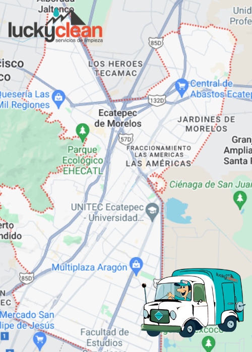 mapa de cobertura de lavado de cisternas y tinacos en Ecatepec