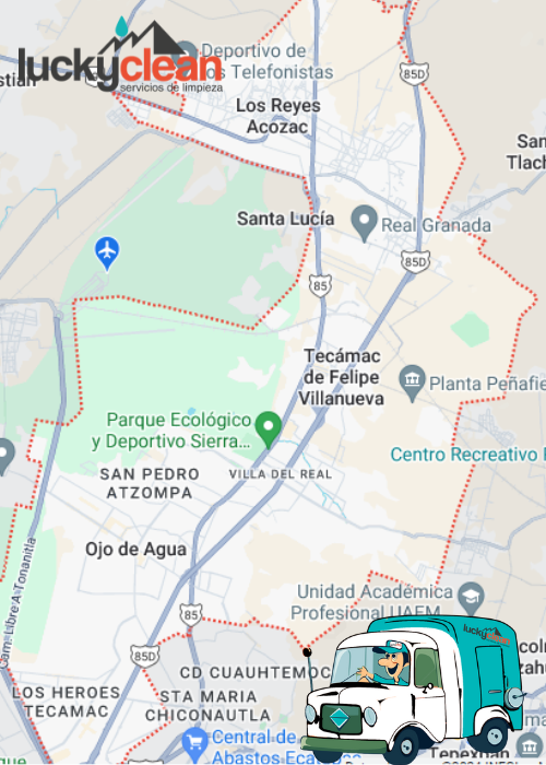 mapa de cobertura de lavado de cisternas y tinacos en Tecámac