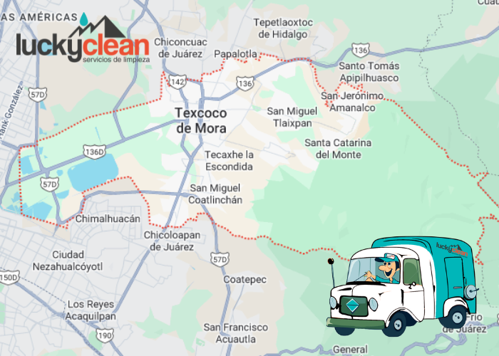 mapa de cobertura servicio de lavado de cisternas y tinacos en Texcoco