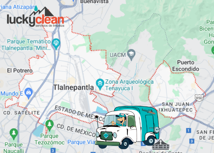 mapa de cobertura servicio de lavado de cisternas y tinacos en Tlalnepantla de Baz