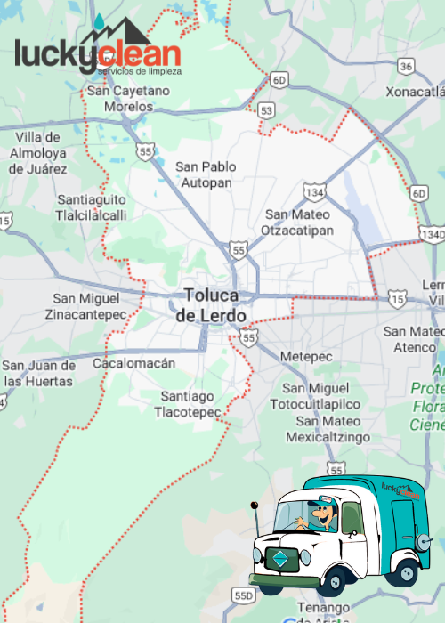 mapa de cobertura servicio de lavado de cisternas y tinacos en Toluca